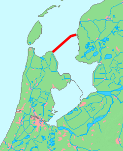 Mapa hráze Afsluitdijk