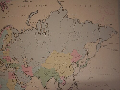 Mapa Asie z meziválečného období (1932-36)