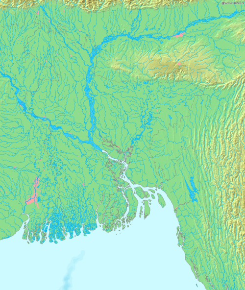 Mapa Bangladéše Demis