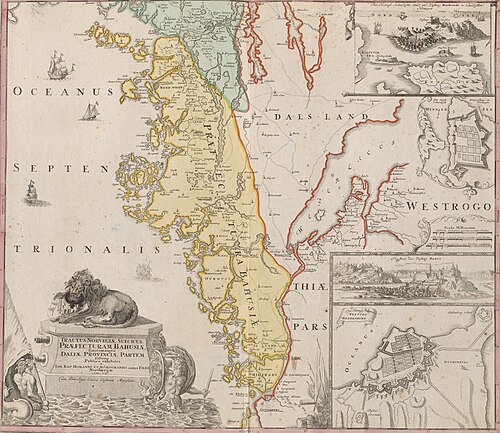 Mapa Bohuslänska z roku 1729