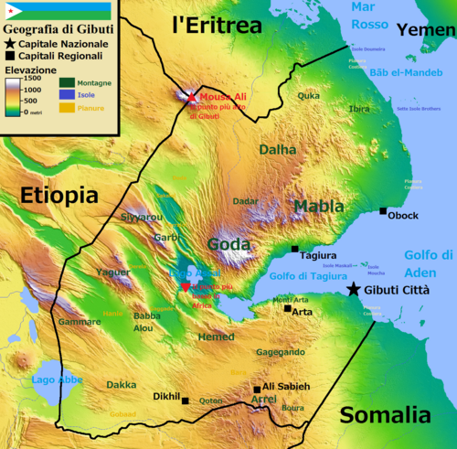 Mapa Džibutska v italštině
