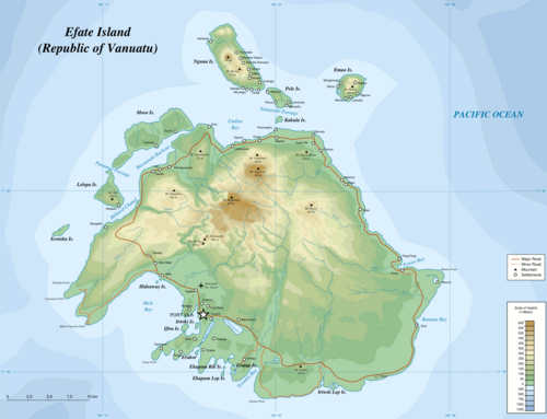 Mapa ostrova Efate EN