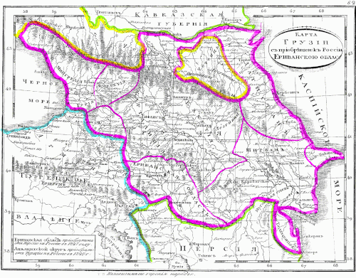 Mapa gruzínského regionu, 1835