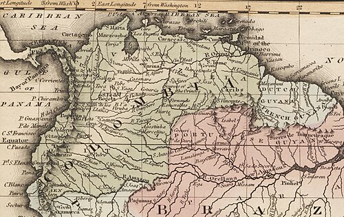 Velká Kolumbie a Guiana v roce 1823