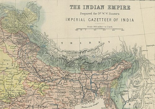 Mapa Lhasy a Himalájí 1885