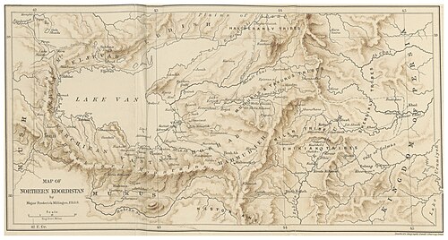 Mapa severního Kurdistánu 1870