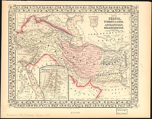 Mapa Persie, Turecka Asie, Afghánistánu