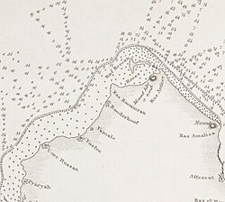 Mapa Katarského poloostrova 1824 Abu Dhalouf