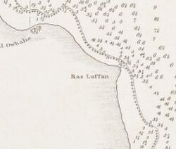 Mapa Katarského poloostrova 1824 Ras Laffan