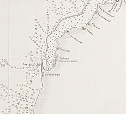 Mapa Katarského poloostrova 1824 Zubarah