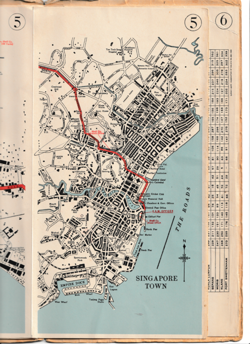 Mapa Singapuru z roku 1951