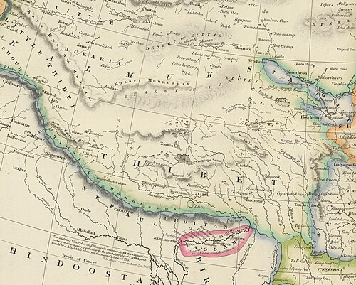 Mapa Tibetu a Malého Tibetu 1844