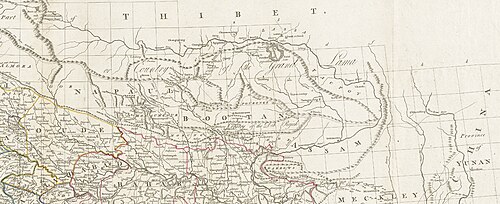 Mapa Tibetu 1782 - Hindústan