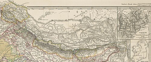 Mapa Tibetu 1856 - Politické poměry