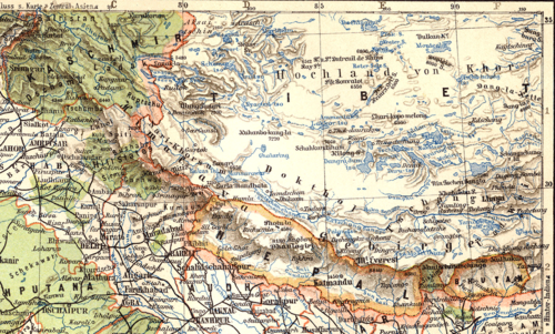 Mapa Tibetu z roku 1905