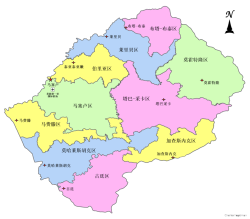 Mapa Lesotho (25. dubna 2014)