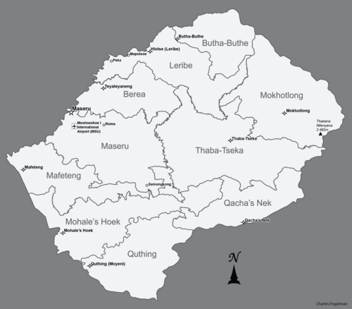 Mapa Lesotha