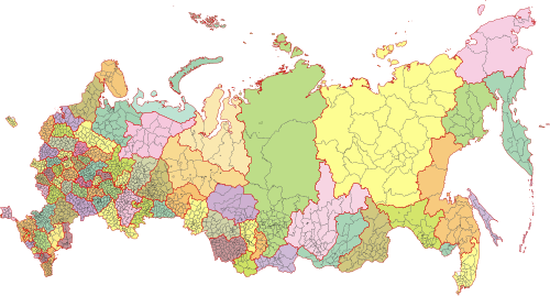 Mapa rozdělení Ruska