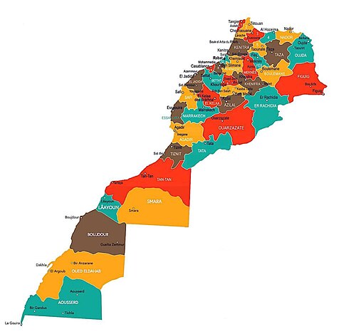 Mapa územní organizace Maroka