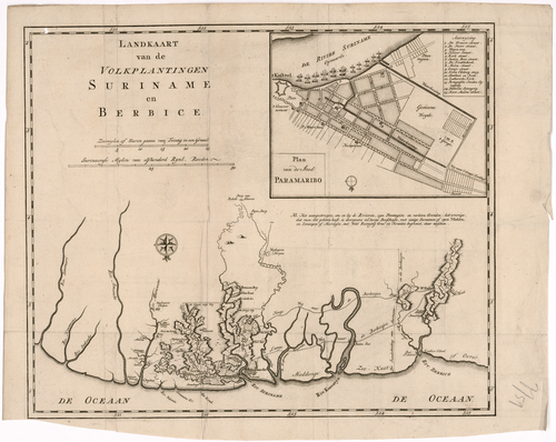 Mapa kolonií Surinamu a Berbice