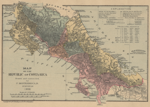 Mapa Republiky Kostarika