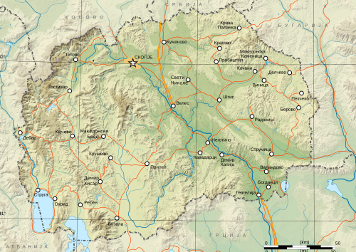 Mapa měst Makedonie-mk