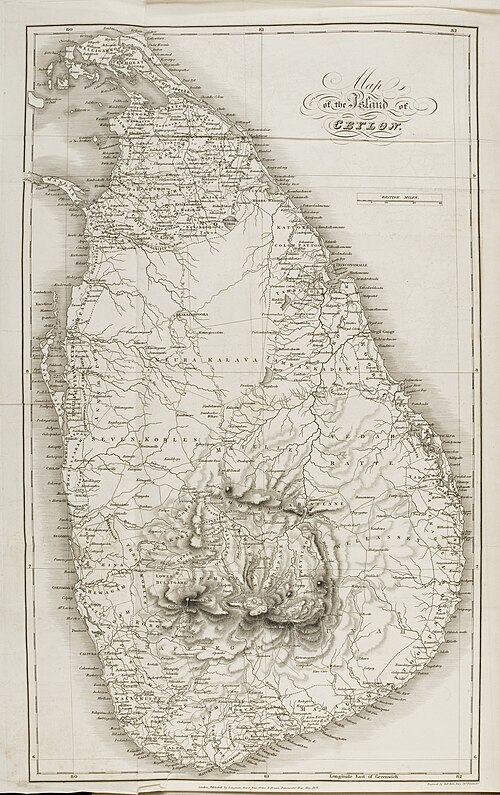 Mapa ostrova Ceylan