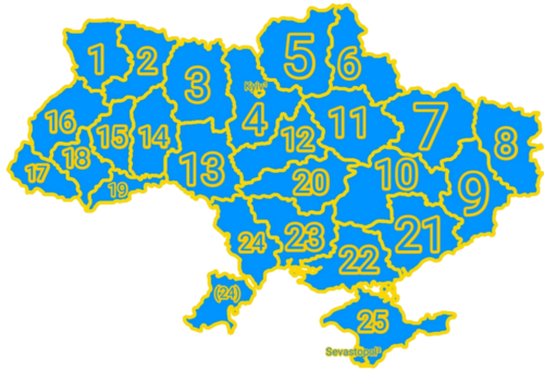 Mapa ukrajinských regionů se speciálním statusem