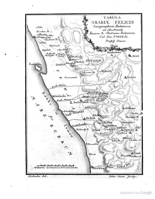 Mapa Jemenu z roku 1763