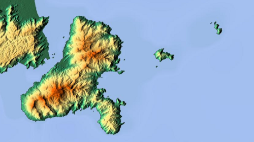 Topografická mapa Ilhabela a ostrovů