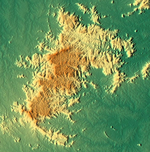 Topografická mapa Baturité masívu