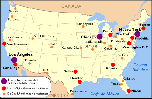 Mapa měst USA