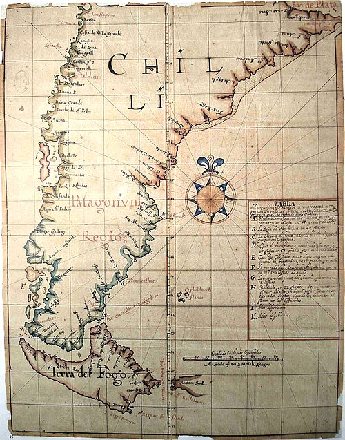 Mapa Chile z roku 1671