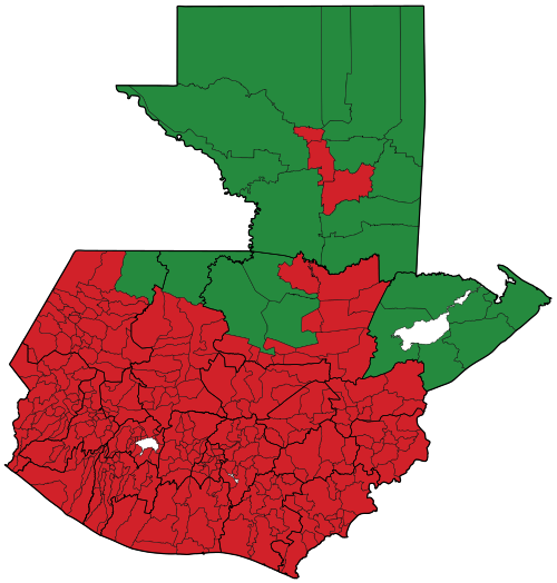 Mapa Guatemaly - velikosti municipalit
