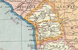 Mapa provincií Tacna, Chile 1920
