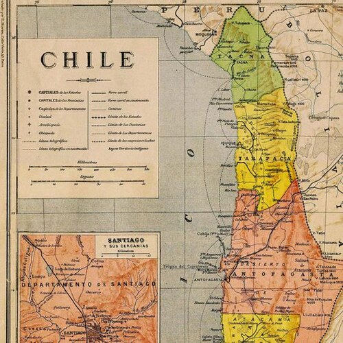 Mapa Severního Chile koncem 19. století