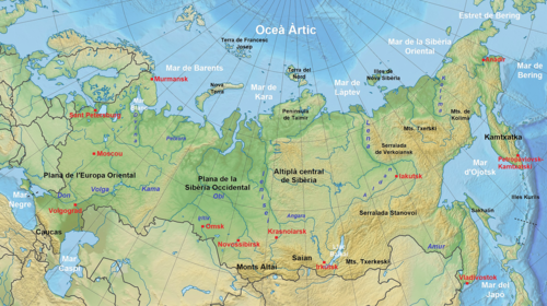 Fyzická mapa Ruska