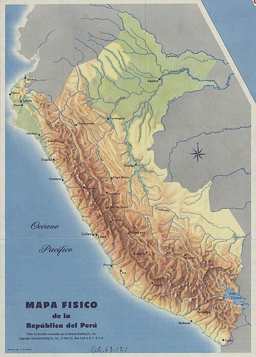 Fyzická mapa Republiky Peru