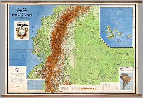 Geografická mapa republiky Ekvádor