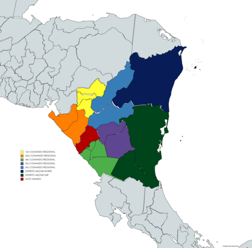 Vojenská mapa Nikaraguy