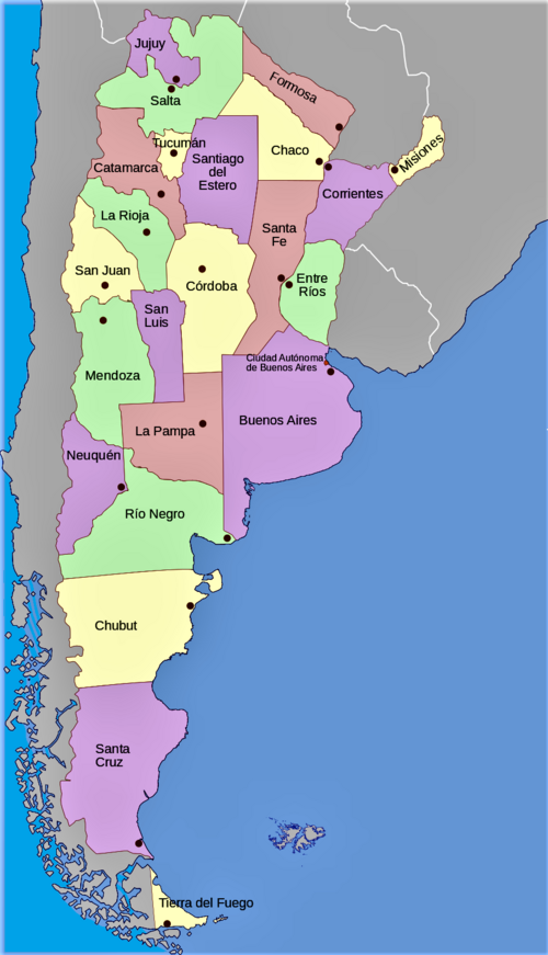 Politická mapa Argentiny