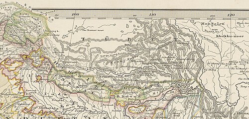 Mapa Tibetu 1858 - Stieler's Hand-Atlas