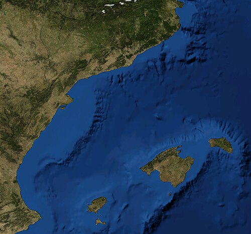 Mapa Baleárského moře
