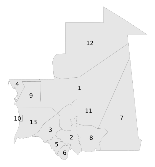 Oblasti Mauritánie (číslované)