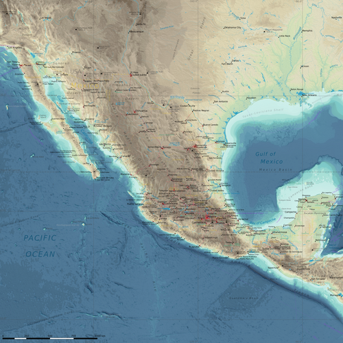 Terénní mapa Mexika