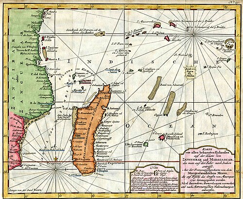 Mozambik, Zanzibar, Madagaskar, Indický oceán 1748