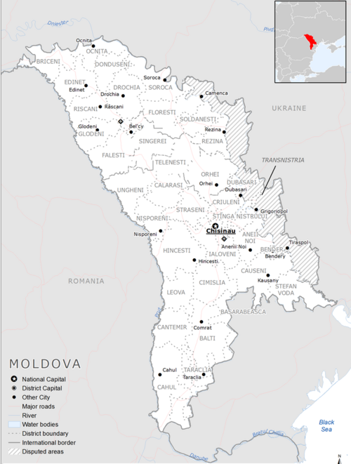 Základní mapa Moldavska