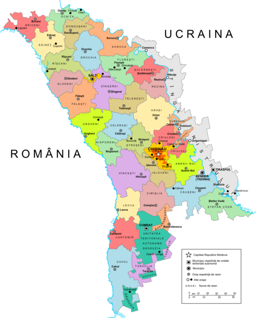 Správní mapa Moldavska