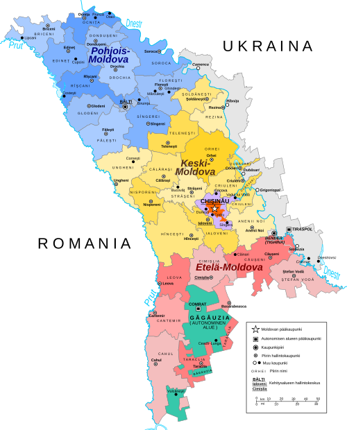 Správní mapa Moldavska