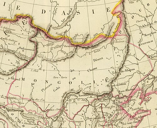 Mongolsko, říše Číny a Japonska (1833)